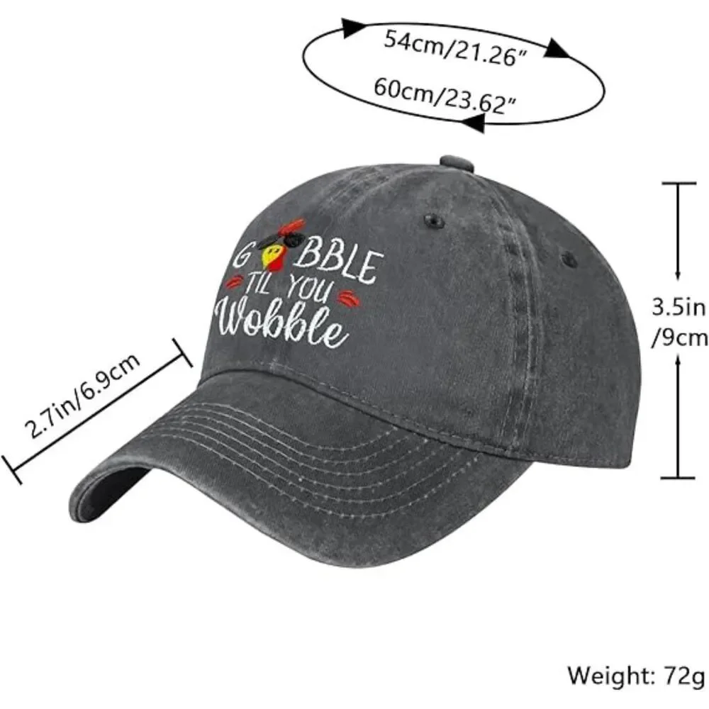 Unisex Light Black 100% Cotton Thanksgiving Turkey Embroidery Adjustable Cap